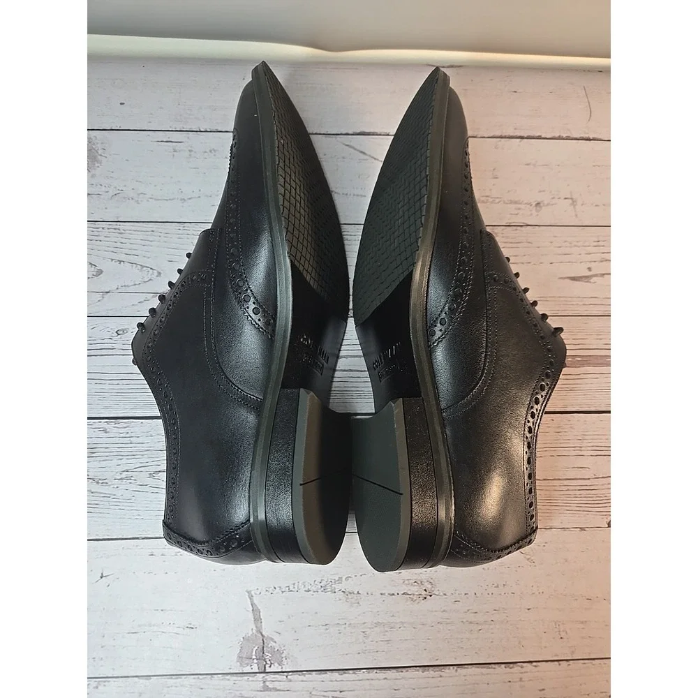 Cole Haan ME Wing Oxford Mens Black Leather Almond Toe Dress Shoes Sz 10.5